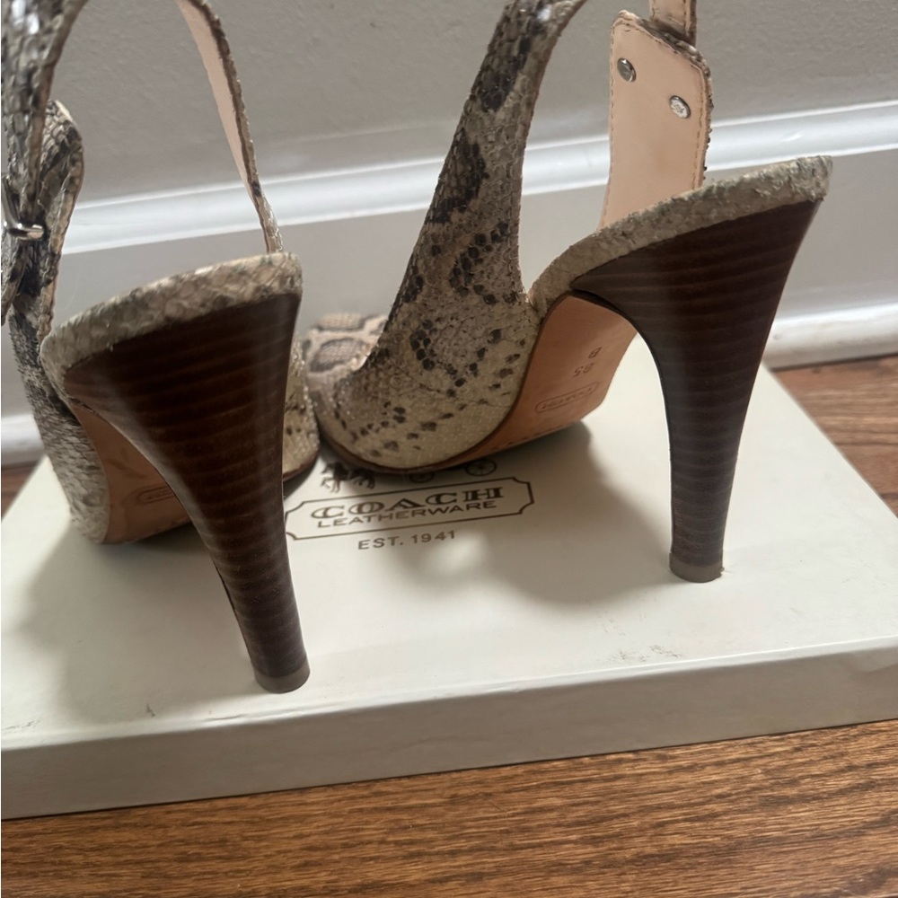 Coach Alma Python Print Heels - Natural - image 3